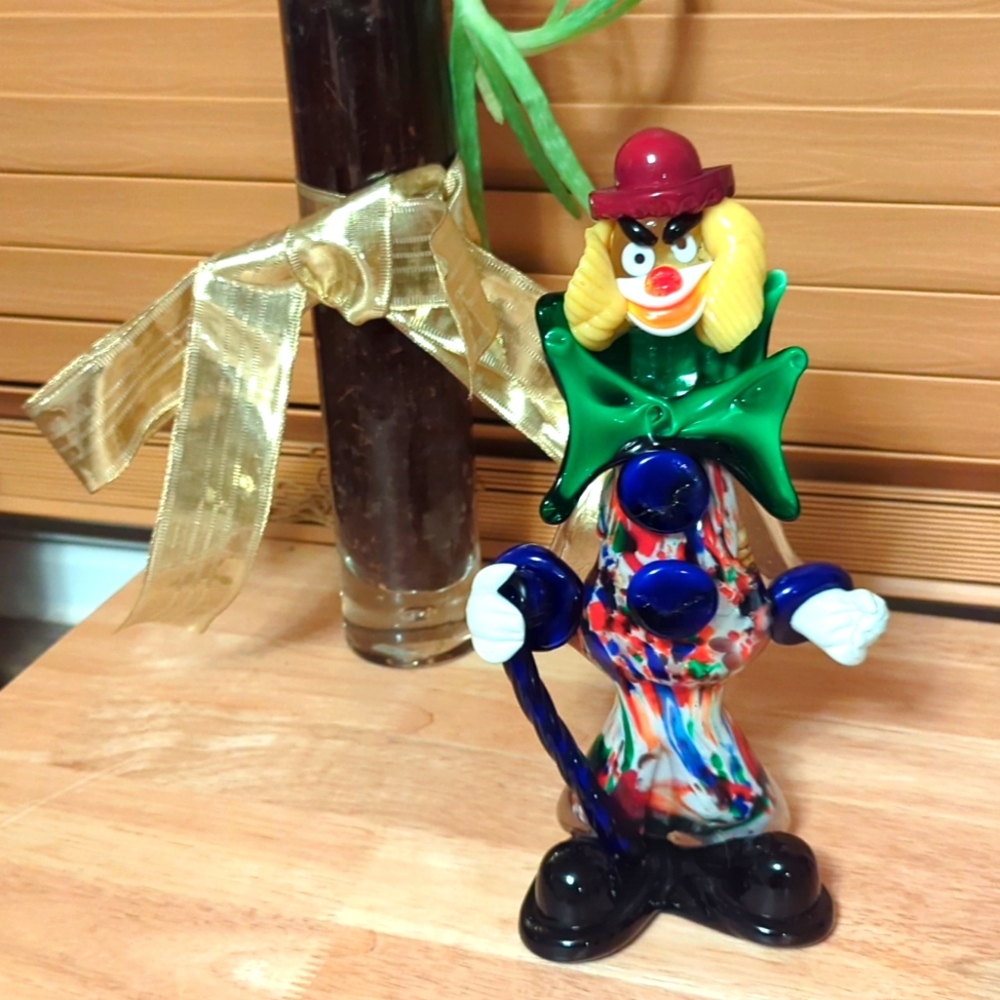 Rare HTF Vintage 💎 Murano, Italy 🤡 hand-blown VENETIAN GLASS CLOWN 🤡 pristine